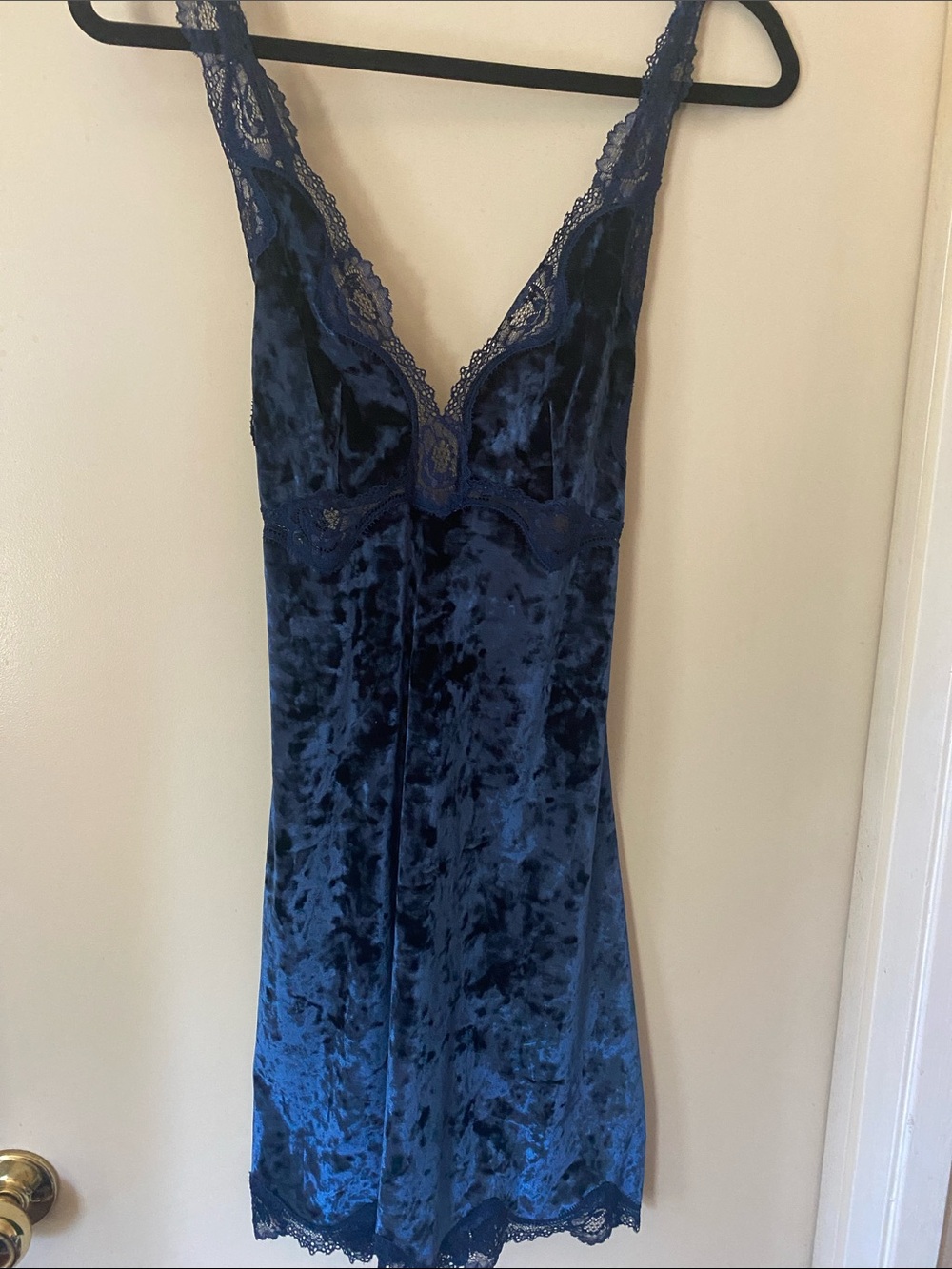 Victoria's Secret Navy Blue Velvet Lace Chemise